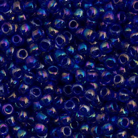 50g Toho Round Seed Beads 6/0 Transparent Periwinkle AB (87)