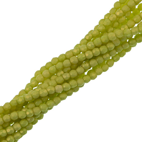 100 Czech Fire Polished 2mm Round Bead Pacifica Honeydew (10100PS)