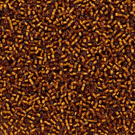 25g Miyuki Delica Seed Bead 11/0 Silver Lined Amber DB144