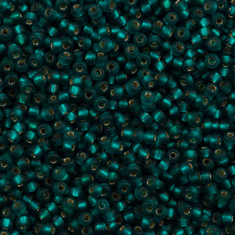 Miyuki Round Seed Bead 6/0 Matte Silver Lined Teal 20g Tube (2425F)