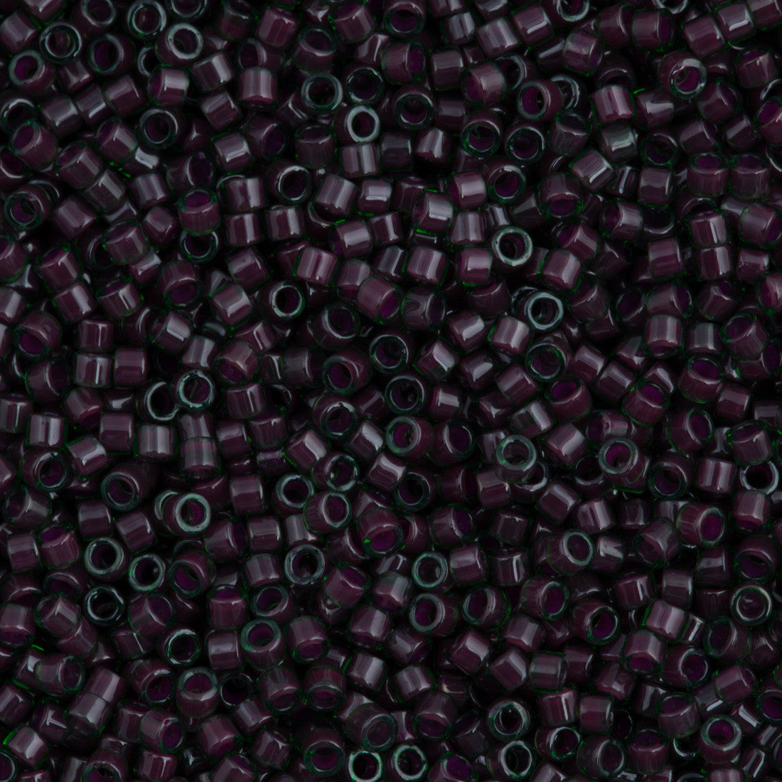 Miyuki Delica Seed Bead 11/0 Inside Dyed Color Green Maroon 2-inch Tube DB279