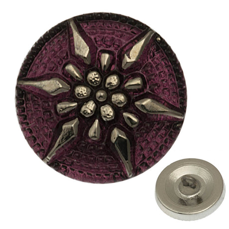 Czech 18mm Amethyst Star Glass Button