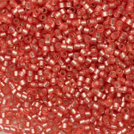 25G Miyuki Delica Seed bead 11/0 Semi-Matte Silver Lined Dyed Med Rose DB684