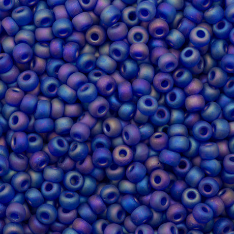 Miyuki Round Seed Bead 6/0 Transparent Matte Cobalt AB 20g Tube (151FR)