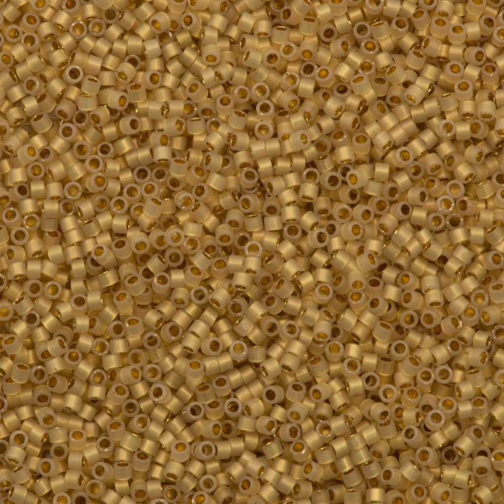 Miyuki DELICA Seed Beads 11/0 GILT LINED WHITE OPAL (7.6 grams tube)