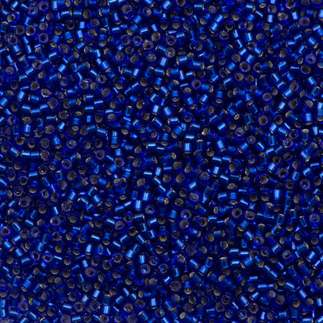 25g Miyuki Delica seed bead 11/0 Silver Lined Cobalt DB47