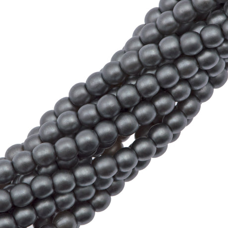 100 Czech 3mm Round Silver Glass Pearl Beads