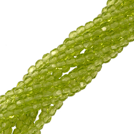 100 Czech Fire Polished 2mm Round Bead Olivine (50230)