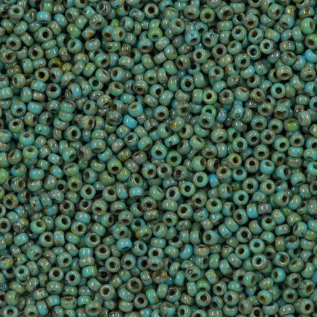 Miyuki Round Seed Bead 11/0 Opaque Seafoam Green Picasso (4514)