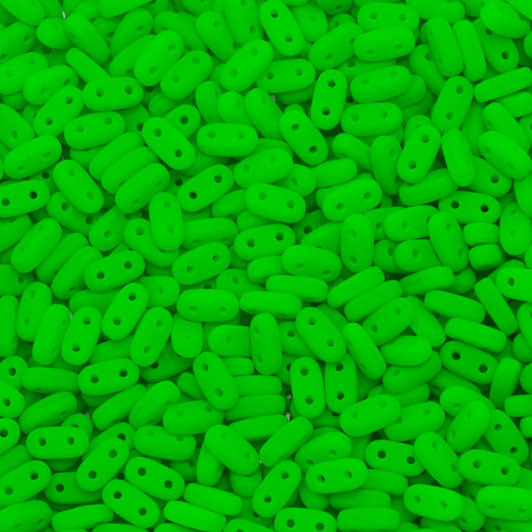 CzechMates 2x6mm Two Hole Bar Neon Green Beads 15g (25124)