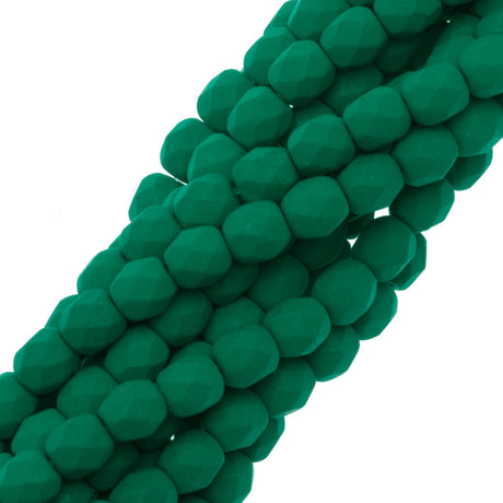 100 Czech Fire Polished 3mm Round Bead Neon Emerald (25128)