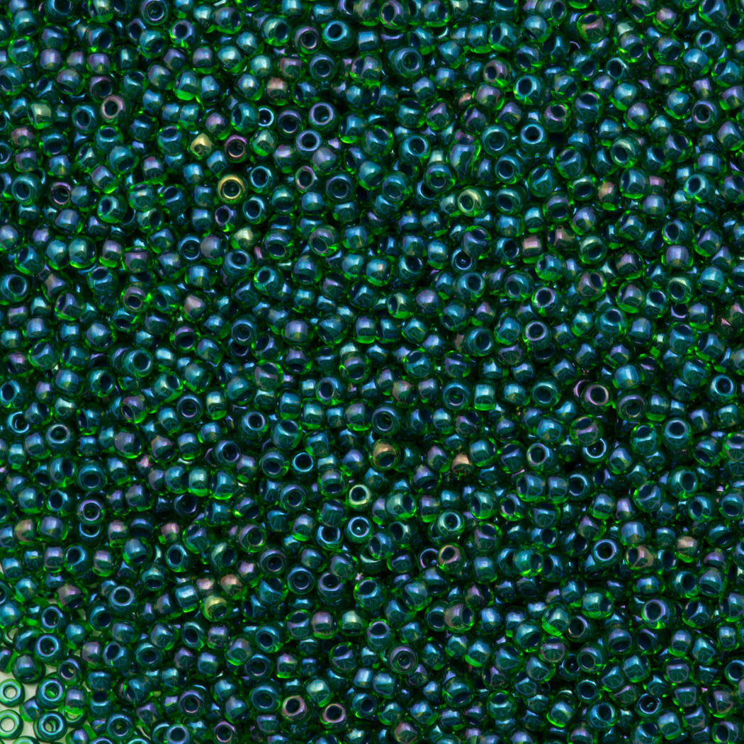 Toho Round Seed Bead 11/0 Inside Color Lined Emerald Green 19g Tube (249)