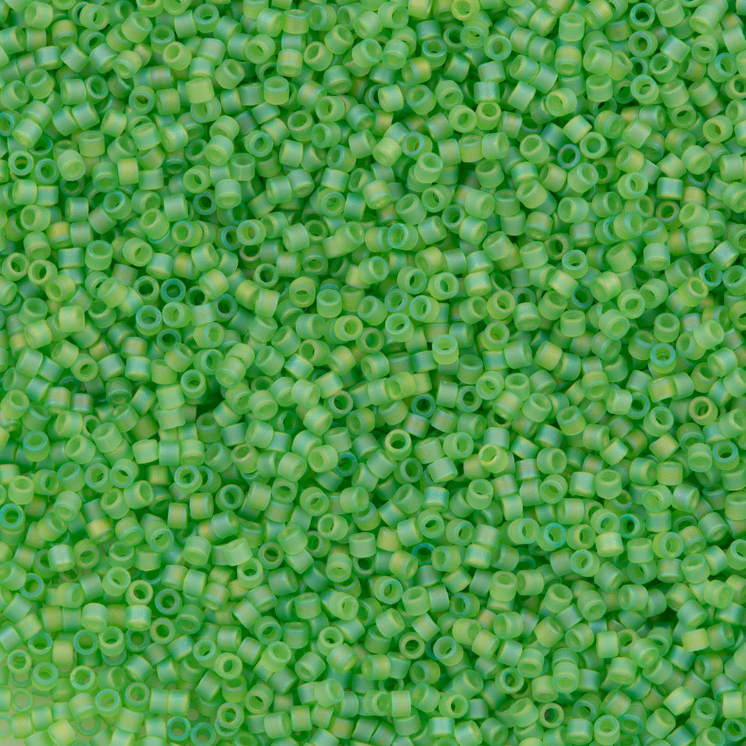 25g Miyuki Delica seed bead 11/0 Transparent Matte Lime AB DB1281