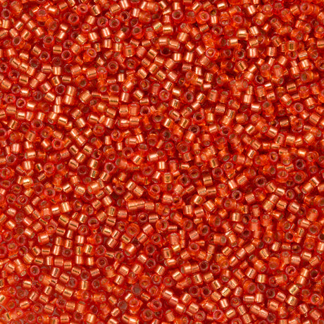 Miyuki Delica Seed Bead 11/0 Duracoat Dyed Silver Lined Clementine 2-inch Tube DB2158