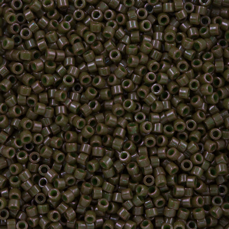 Miyuki Delica Seed Bead 11/0 Opaque Dyed Dark Olive 2-inch Tube DB657