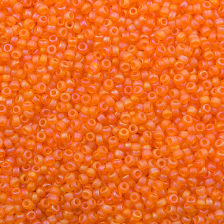 50g Miyuki Round Seed Bead 11/0 Matte Transparent Orange AB (138FR)