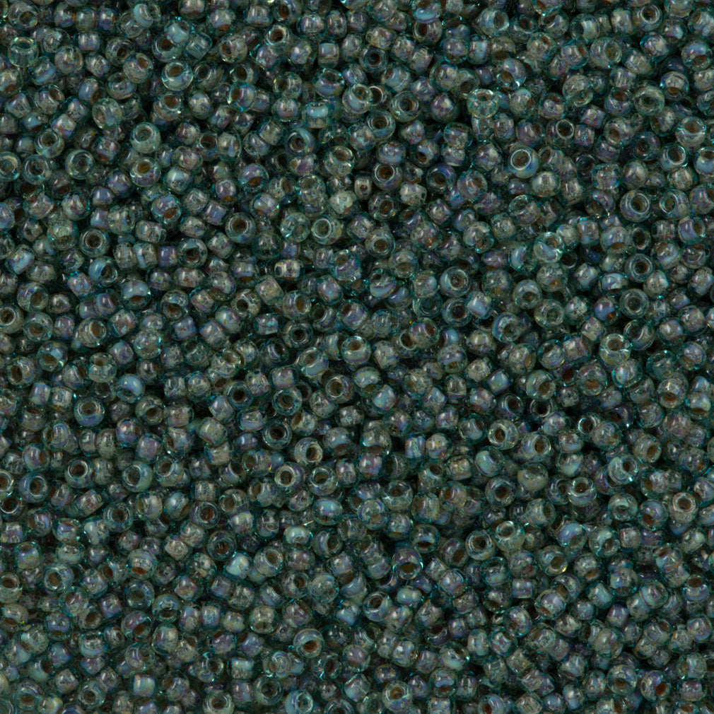 Miyuki Round Seed Bead 11/0 Transparent Olivine Picasso (4506)