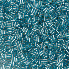 12x2mm opaque met. iris vari blue twist bugle beads Miyuki TW455 25gm ~420  beads