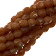 100 Czech Fire Polished 4mm Round Bead Milky Caramel (12000)