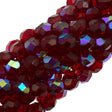 50 Czech Fire Polished 6mm Round Bead Ruby AB (90100X)