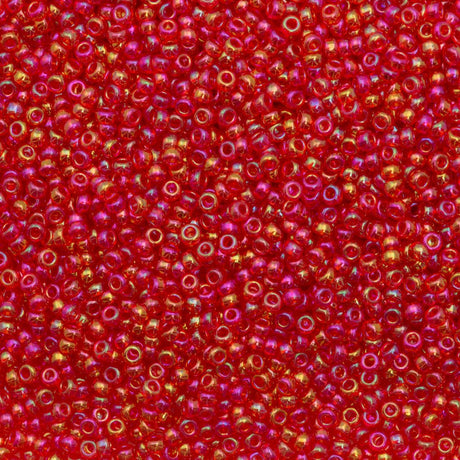 50g Miyuki Round Seed Bead 11/0 Transparent Red AB (254D)