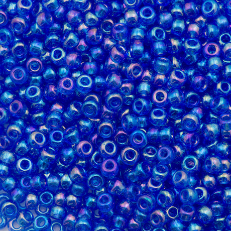 Miyuki Round Seed Bead 6/0 Transparent Medium Blue AB 20g Tube (261)