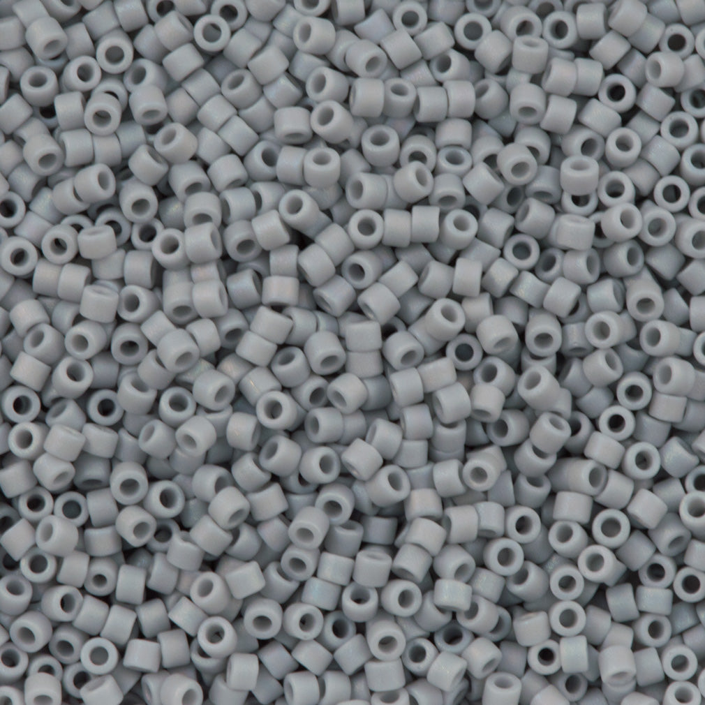 Miyuki Delica Seed Bead 11/0 Opaque Matte Ghost Gray AB 2-inch Tube DB1598