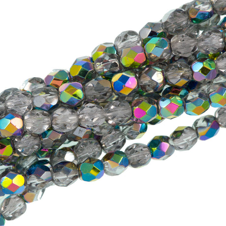 50 Czech Fire Polished 6mm Round Bead Crystal Marea (28001)