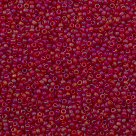 50g Miyuki Round Seed Bead 11/0 Matte Transparent Ruby AB (141FR)