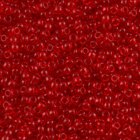 Toho Round Seed Beads 6/0 Transparent Ruby 2.5-inch tube (5B)