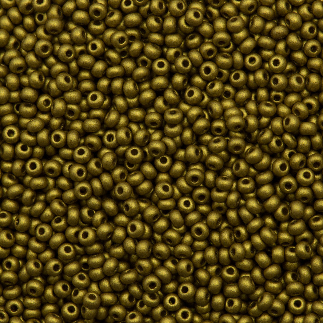 50g Czech Seed Bead 10/0 Matte Gold (01720)