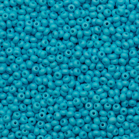 50g Czech Seed Bead 10/0 Opaque Matte Dyed Aqua (26630)