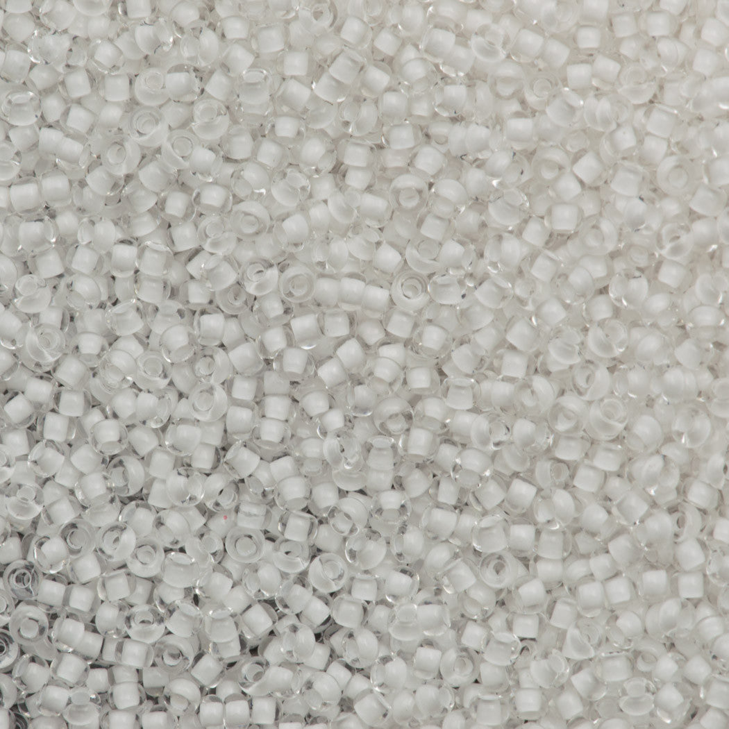 50g Czech Seed Bead 10/0 Crystal Lined White Terra (38302)