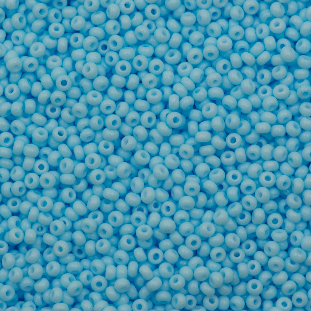 50g Czech Seed Bead 10/0 Chalk Light Blue Solgel (03434)