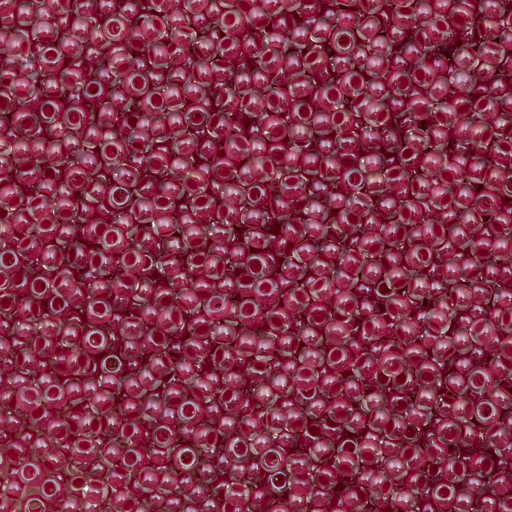 50g Czech Seed Bead 10/0 Color Lined Red (38198)