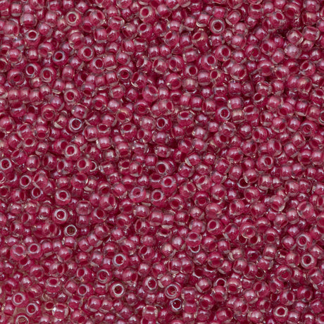 50g Czech Seed Bead 10/0 Color Lined Red (38198)