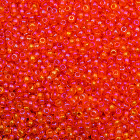 50g Czech Seed Bead 10/0 Transparent Orange Iris (91030)