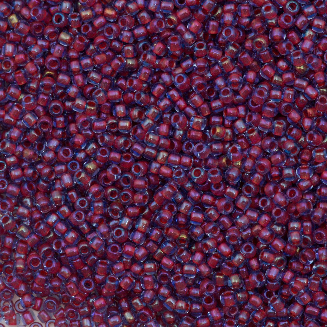 50g Toho Round Seed Bead 11/0 Inside Color Lined Oxblood Blue (304)