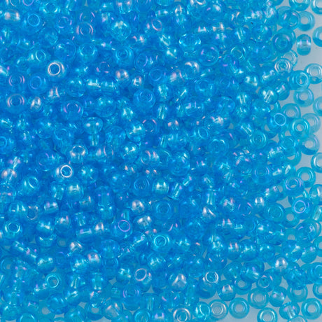 Czech Seed Bead 11/0 Transparent Aqua AB 2-inch Tube (61010)