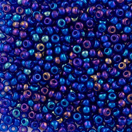 Czech Seed Bead 8/0 Transparent Dark Sapphire AB 2-inch Tube (31100)