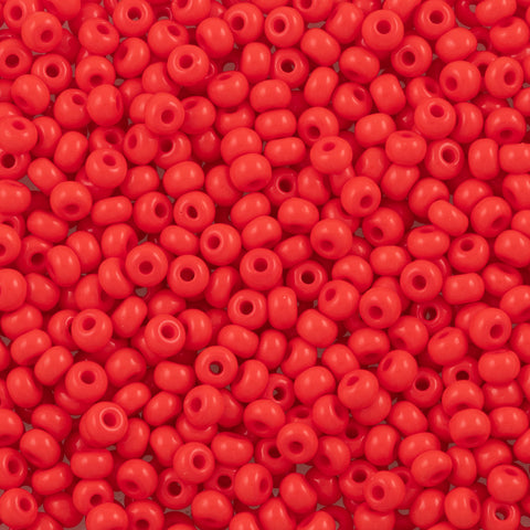 Czech Round Seed Beads, Glass - Opaque Medium Cherry Red, Ch