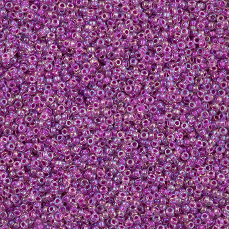 50g Miyuki Round Seed Bead 11/0 Inside Color Lined Raspberry AB (264)