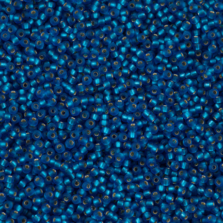 Miyuki Round Seed Bead 8/0 Matte Silver Lined Capri Blue 22g Tube (25F)