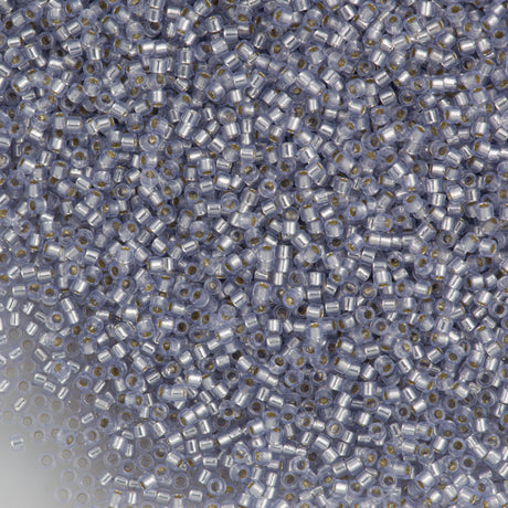 25g Miyuki Delica Seed Bead 11/0 Silver Lined Crystal Glazed Lavender DB1435