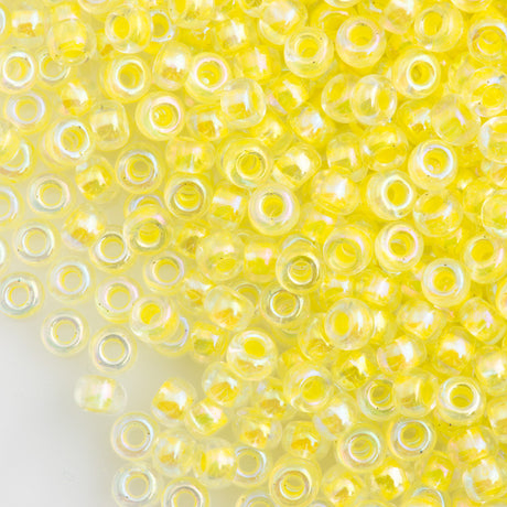 Miyuki Round Seed Bead 6/0 Inside Color Lined Light Yellow AB 20g Tube (273)