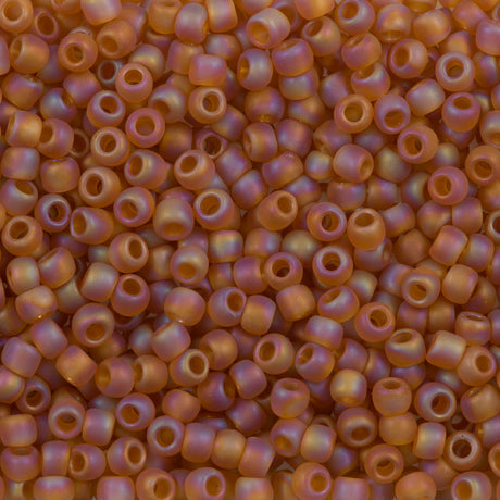 Toho Round Seed Beads 6/0 Transparent Matte Dark Amber AB (162CF)