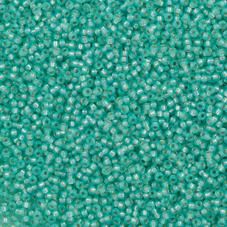 50g Miyuki Round Seed Bead 11/0 Silver Lined Dyed Mint Green (571)