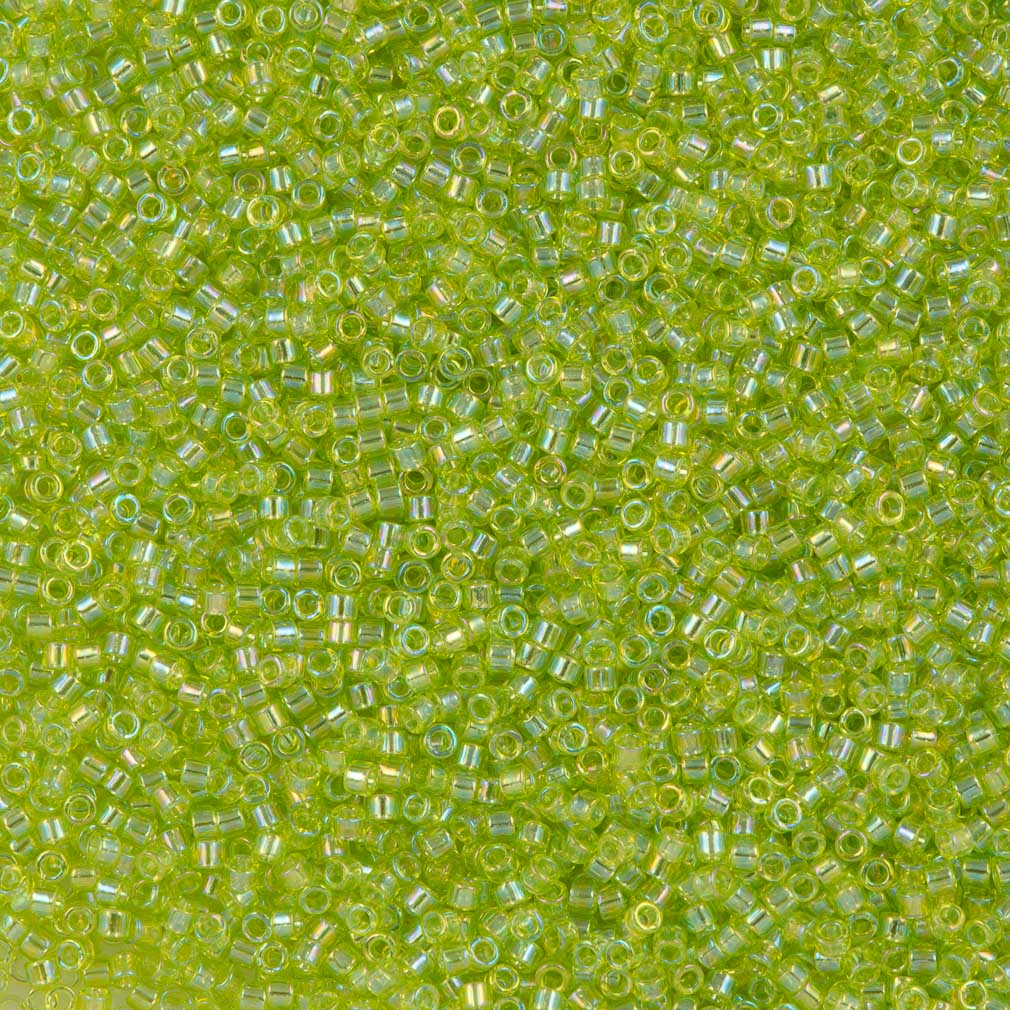 25g Miyuki Delica Seed Bead 11/0 Transparent Peridot AB DB174