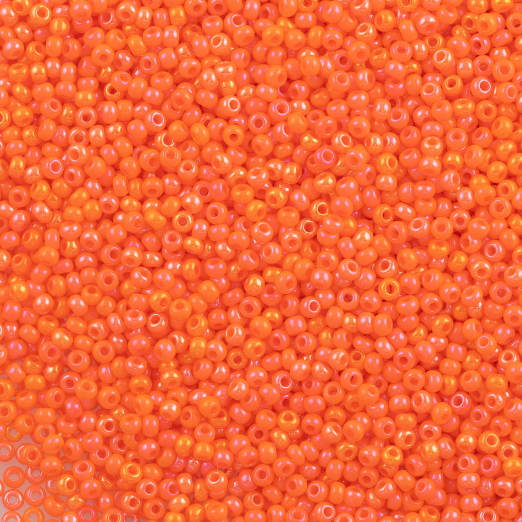 Czech Seed Bead 10/0 Opaque Orange AB (94140)