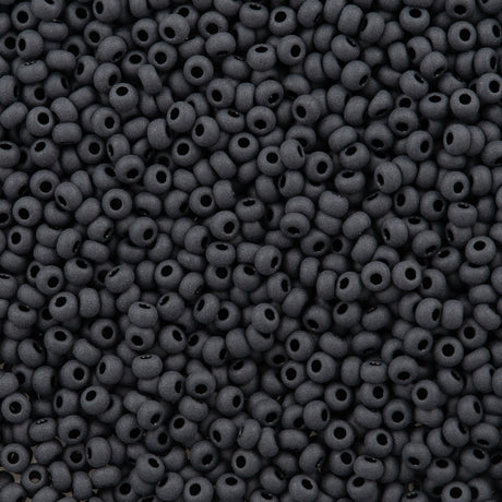 Czech Seed Bead 8/0 Matte Jet Black 2-inch Tube (23980M)